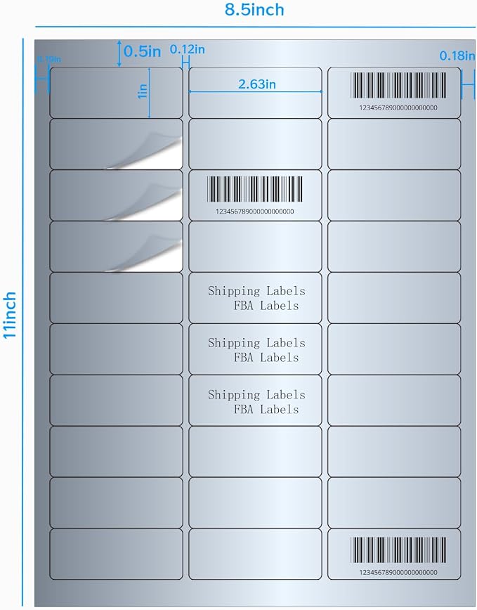 1" x 2-5/8" Address Labels- Matte Silver Mailing Labels Stickers - Image 2