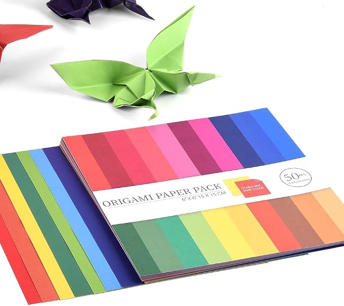 Origami Paper Kit 100 Sheets 70GSM 6 Inch Square Double Sided Color 50 Vivid - Image 4