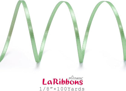 LaRibbons Sage Green Satin Ribbon 1/8 Inch 100 Yards Thin Luxury Double Faced - Image 7