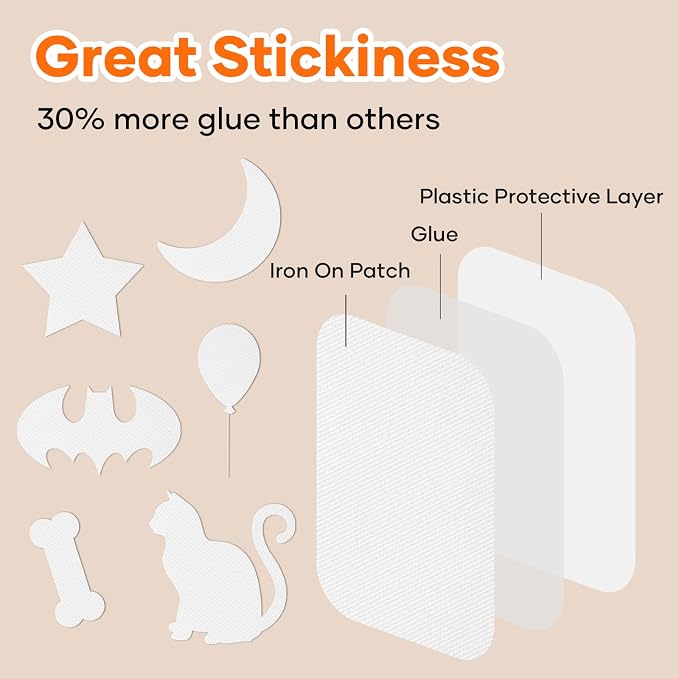 HTVRONT Iron on Patches for Clothing Repair, 20 Pieces White Sublimation Patch - Image 5
