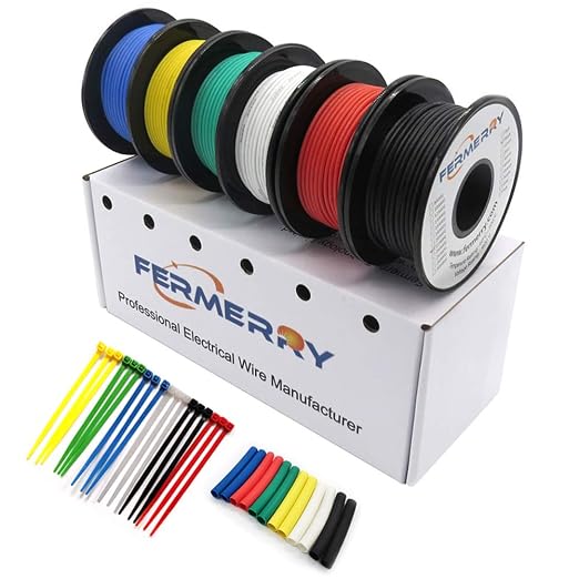 Fermerry 30 AWG Stranded Wire Spool 100ft Each 6 Colors Flexible 30 Gauge by Fermerry+Technology++