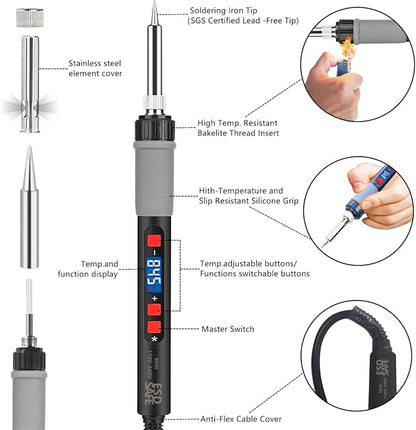 Soldering Iron Kit, 80W Electric Solder iron, Adjustable Temperature (180°C- - Image 6