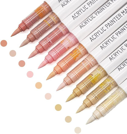 Water Based Acrylic Paint Markers, 9 Colors Acrylic Paint Pens Set by Yolaka