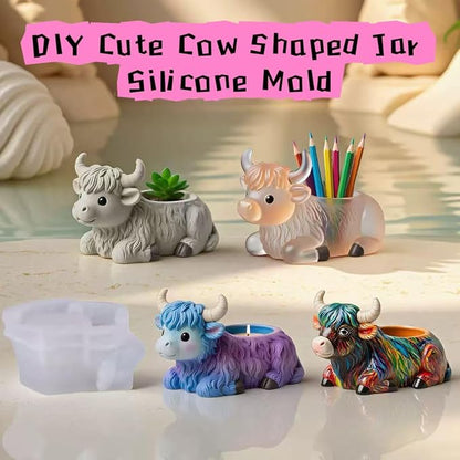 Animal Resin Molds Silicone 3D Cute Cow Epoxy Resin Plaster Candle Holder Wax - Image 3