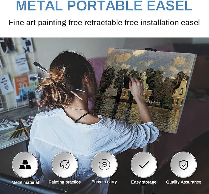 RRFTOK Art Painting Artist Easel Stand, Aluminum Metal Tripod Adjustable Easels - Image 2