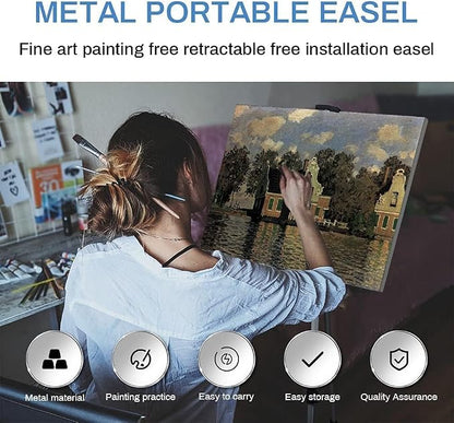 RRFTOK Art Painting Artist Easel Stand, Aluminum Metal Tripod Adjustable Easels - Image 2