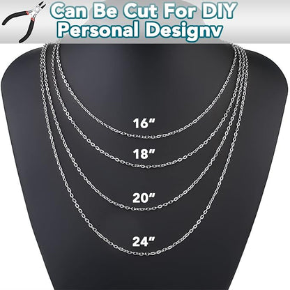 Jishi 33ft Silver Stainless Steel Chain 2mm Jewelry Necklace Link Cable Chain - Image 4