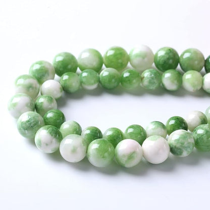 60pcs 6mm Natural Green White Persian Jade Stone Round Beads - Image 4
