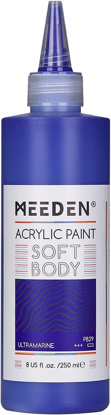 MEEDEN Soft Body Acrylic Paint: Ultramarine Blue Matte Finish - 250ml/8.45oz by MEEDEN