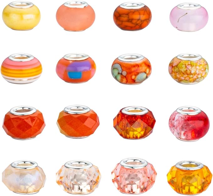 LAIDANLA Orange Mix Large Hole Beads, Acrylic Loose Beads - Image 4