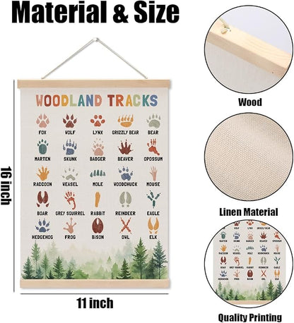 Boho Animal Woodland Tracks Poster Hanger, Forest Jungle Animals Nursery Decor - Image 6