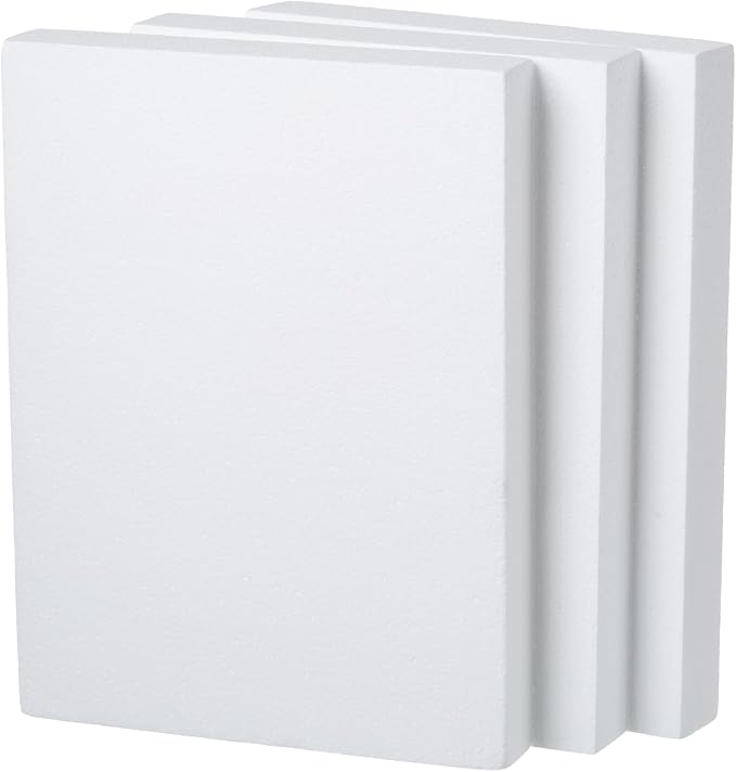 Crafare 3 Pack Craft Foam Blocks 16X12X2in Polystyrene Brick Rectangle by Crafare