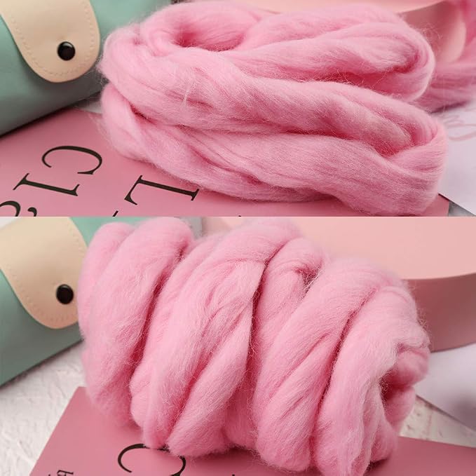 3.53oz Wool Roving Yarn, Fiber Roving Wool Top, Needle Felting Supplies - Image 4