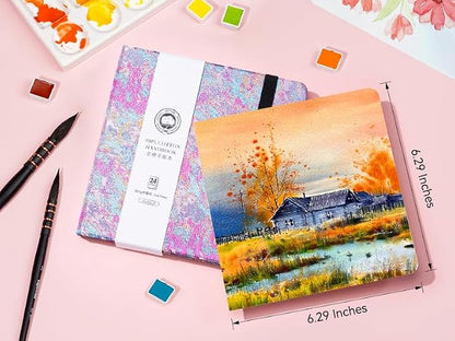 Lightwish Square Watercolor Journal, 100% Cotton, 300gsm/140lb, 24 Sheets Cold - Image 4