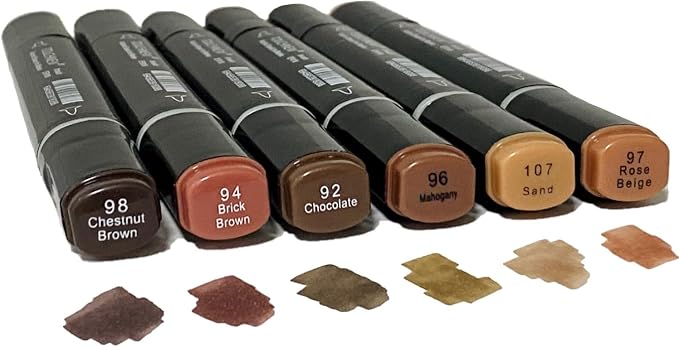 6PCS Skin Tone Markers Set, Double Tipped Soft Fine Tips and Brush Art Marker by Arhomet