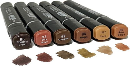 6PCS Skin Tone Markers Set, Double Tipped Soft Fine Tips and Brush Art Marker by Arhomet
