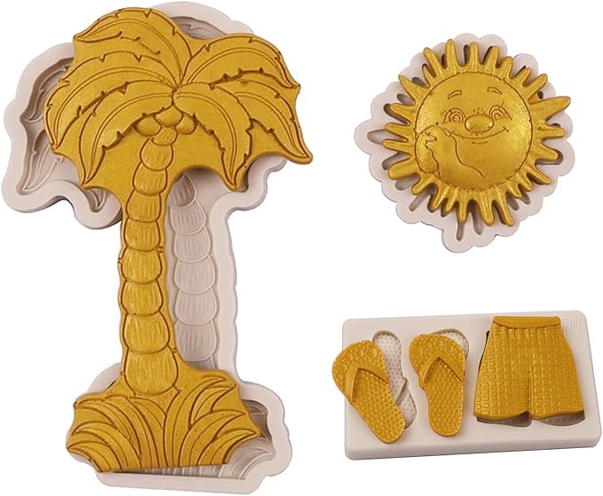 3 Pcs Hawaiian Coconut Tree Fondant Molds, Seaside Beach Sun Silicone Molds - Image 6