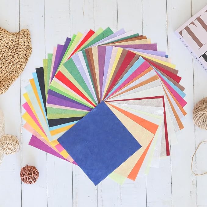 50 Colors 50 Sheets 6 x 6 Inches Natural Fiber Mulberry Tree Square Origami - Image 3
