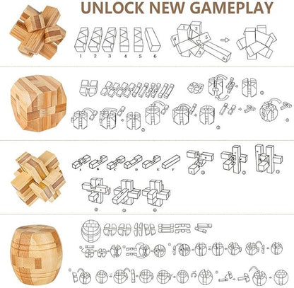 VolksRose 15pcs Wooden Brain Teaser Puzzles, IQ Challenge Puzzle Games - Image 4