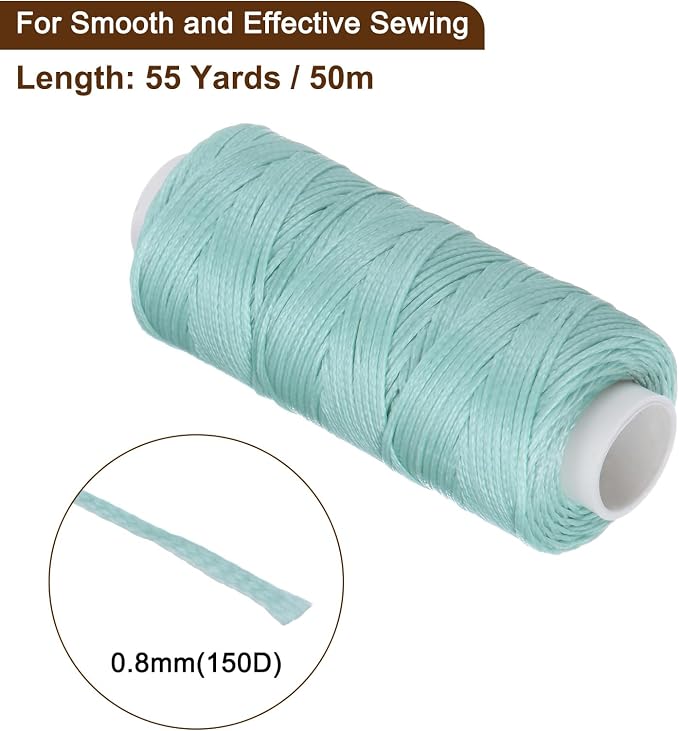 uxcell Leather Sewing Waxed Thread, 55 Yards / 50m 0.8mm 150D Flat Polyester - Image 2