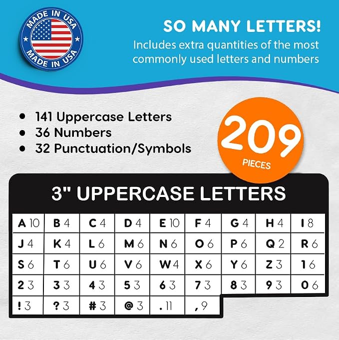 209 Pcs 3" Purple Bulletin Board Letters & Numbers, Capital Letters, Punctuation - Image 4