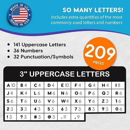 209 Pcs 3" Purple Bulletin Board Letters & Numbers, Capital Letters, Punctuation - Image 4