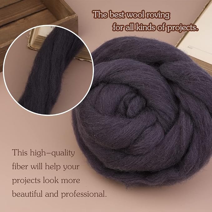 3.53oz Wool Roving Yarn, Wool Felting Supplies, Pure Wools, Chunky Yarn - Image 4