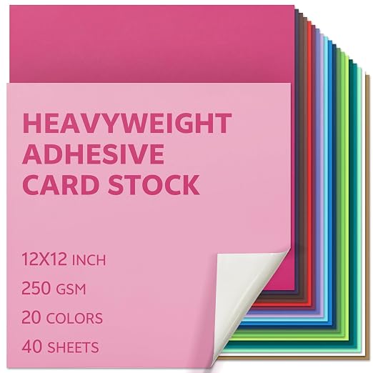 12x12 Inch Colored Sticker Paper Sheets Heavyweight Printable Sticky Back by Gocreate