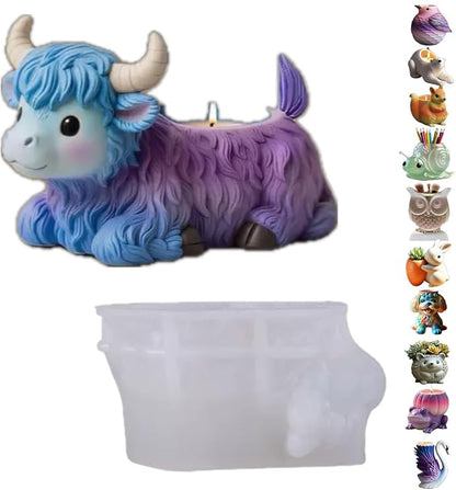 Animal Resin Molds Silicone 3D Cute Cow Epoxy Resin Plaster Candle Holder Wax by Unknown