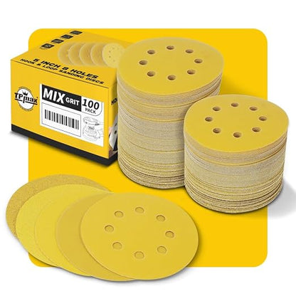 100PCS 5 Inch 125mm 8 Hole Sanding Discs Sandpaper Mixed Grits by TPmax