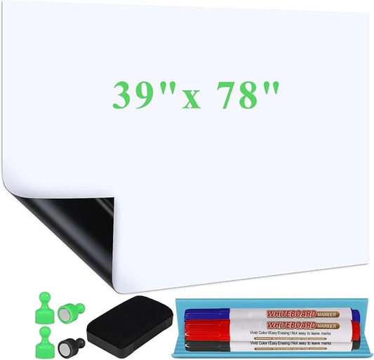 White Board Sticker Adhesive Backing, Include Markers, Eraser by Qiytecno