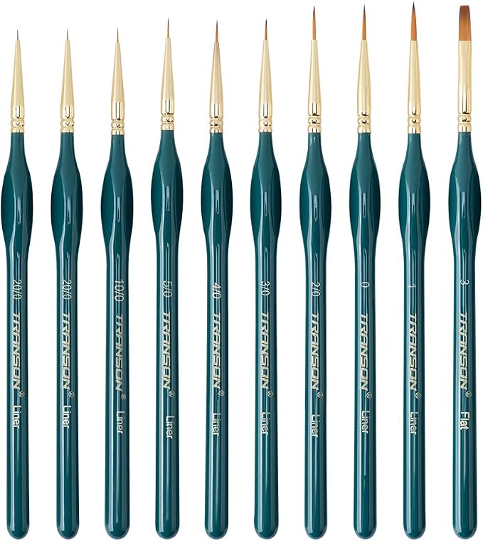 Transon 10pcs Fine Detail Miniature Art Painting Brush Set by Transon
