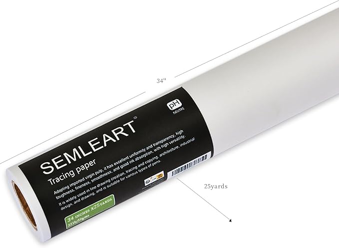 SEMLEART Artit's Tracing Paper roll, 32lb/50gsm, 34 inch x 25 Yard, Translucent - Image 2