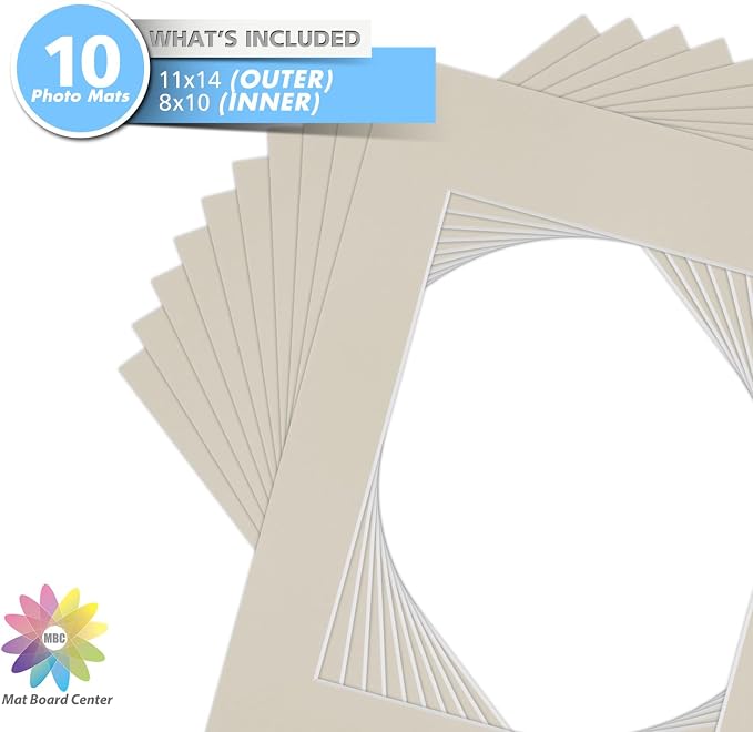 Mat Board Center, 11x14 Mats for 8x10 Photos Light Gray Color - Image 4