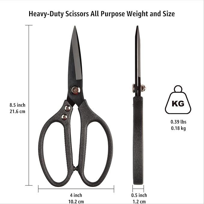 Heavy Duty All Purpose Scissors, Stainless Steel Blades, Frosted Gray Comfort - Image 4
