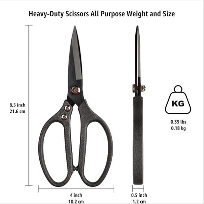 Heavy Duty All Purpose Scissors, Stainless Steel Blades, Frosted Gray Comfort - Image 4
