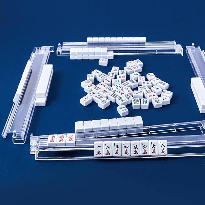 Mahjong Racks with Pushers, Enhanced Mah Jongg Tile Holders Set of 4 with 3 - Image 7