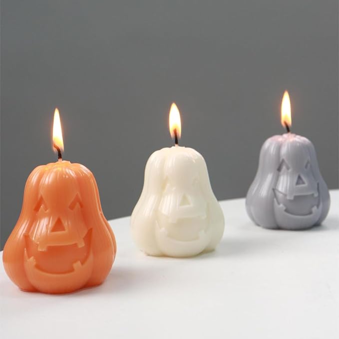 2 Pcs Halloween Candle Silicone Molds, DIY 3D Evil Pumpkin Candle Making Wax - Image 7