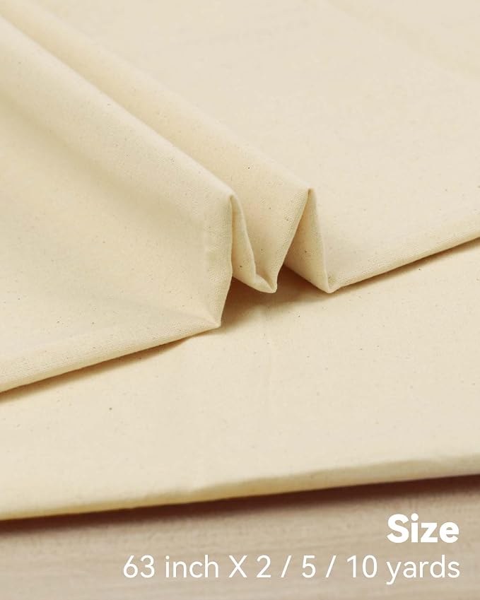 HOTGODEN Medium Weight 100% Cotton Muslin Fabric: 63 inch x 5 Yards Unbleached - Image 3