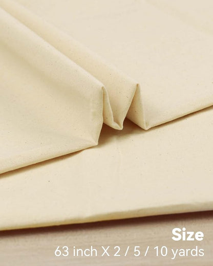 HOTGODEN Medium Weight 100% Cotton Muslin Fabric: 63 inch x 5 Yards Unbleached - Image 3