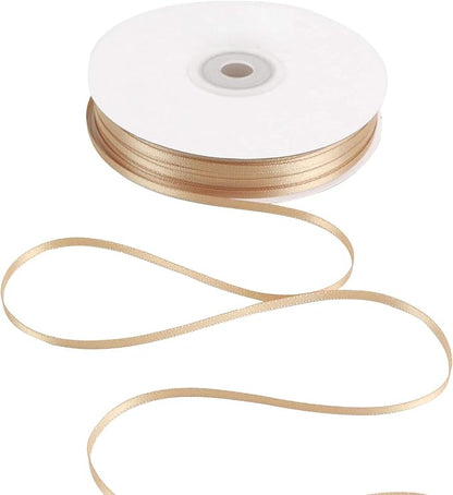 HUIHUANG Champagne Satin Ribbon 1/8 inch x Continuous 100 Yards Roll Tan Color by HUIHUANG