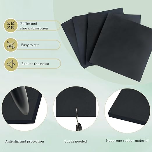 4 Pieces Anti Vibration Pads 1/8 in Thick X 4 in X 4 in, Neoprene Rubber Pads - Image 4