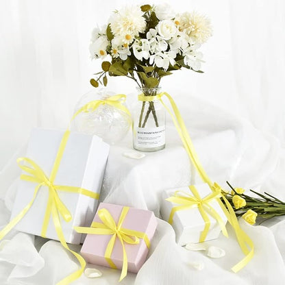 TONIFUL 3/8 Inch x 100yds Lemon Light Yellow Satin Ribbon Thin Solid Fabric - Image 4