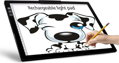 Wireless Rechargeable A4 LED Light Pad w/Built-in Riser Stands, 6 Levels of by YINGWOND