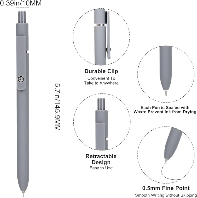 Ddaowanx Gel Pens, 0.5mm Fine Point Quick Dry Black Ink Pens Retractable - Image 2
