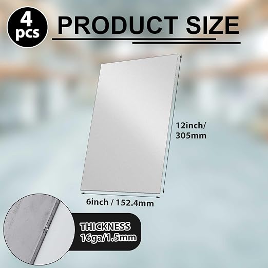 4 Pcs 16 Gauge 12 x 6 Inch Metal Steel Sheet Steel Plate Mild Carbon Cold - Image 2