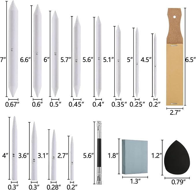 43 PCS Blending Stumps and Tortillions Paper Art Blenders Sketch Drawing Tools - Image 5