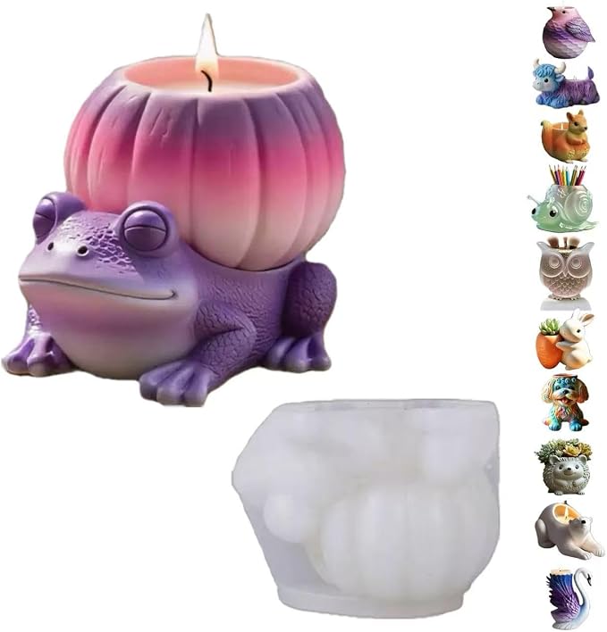 Animal Resin Molds Silicone 3D Cute Frog Epoxy Resin Plaster Candle Holder Wax by Unknown