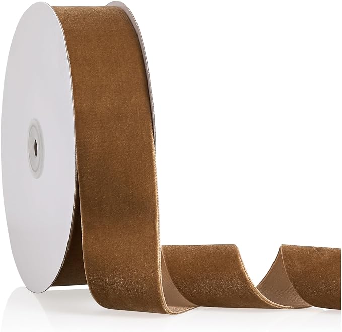 1.5" X 20 Yards Khaki Velvet Ribbon by Bomybaw