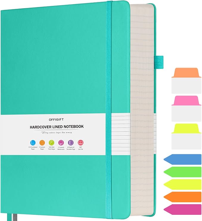 Lined Notebook Journal for Women Men, B5 College Ruled Notebook, 312 Numbered by OFFIGIFT